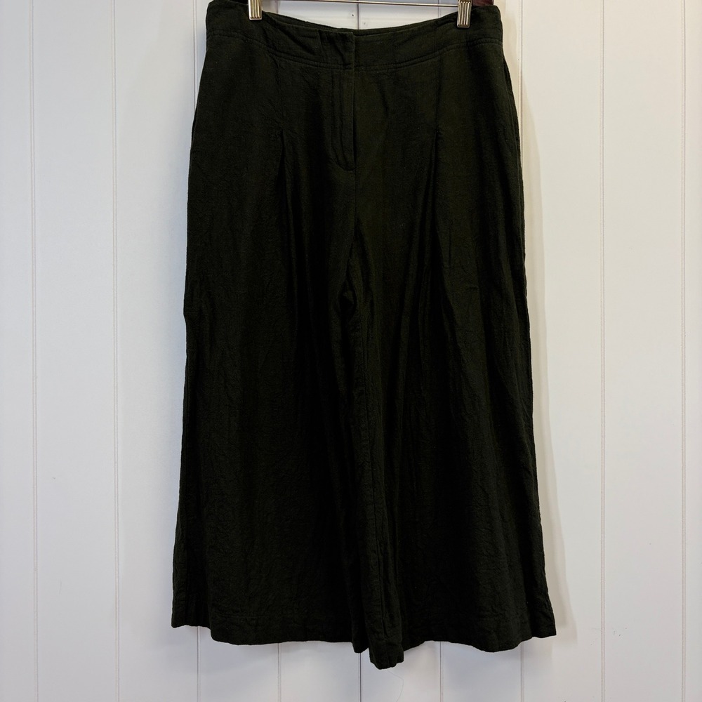 Prologue Lagenlook Wide Leg Linen Blend Culotte Pants Womens Size 10 Scandi Boho